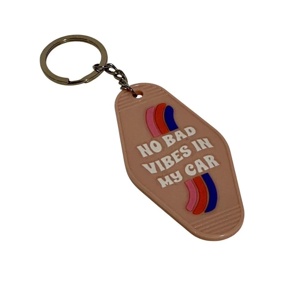 No Bad Vibes In‎ My Car Hotel Motel Keychain Retro Aesthetic Handcrafted